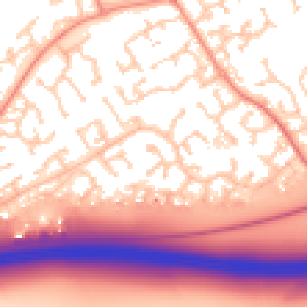 Daytime road noise heatmap for RG6 4JT