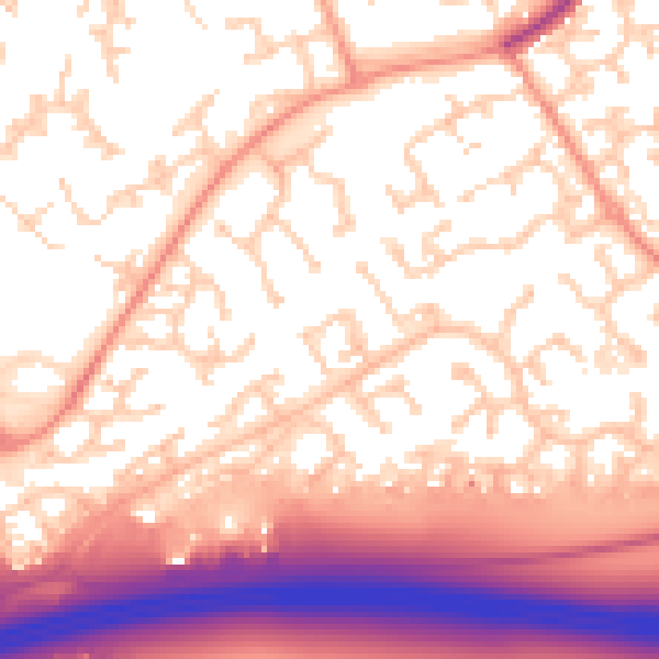 Daytime road noise heatmap for RG6 4XE
