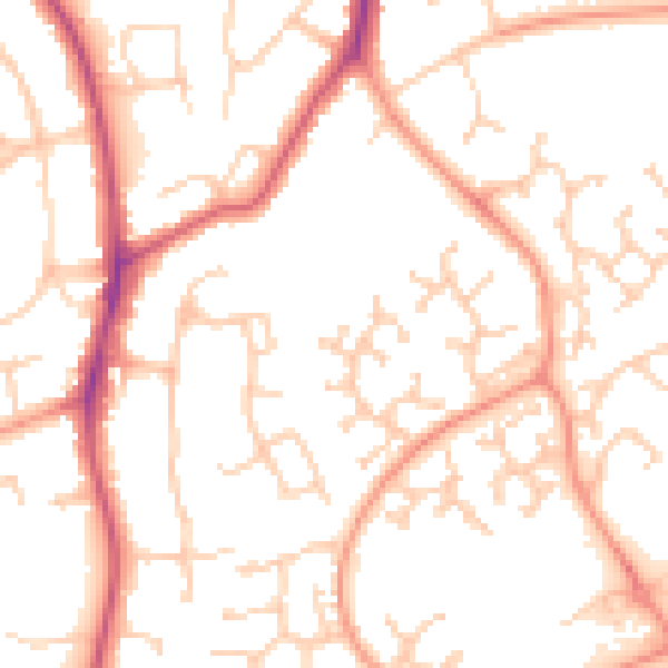 Daytime road noise heatmap for RG6 5GP