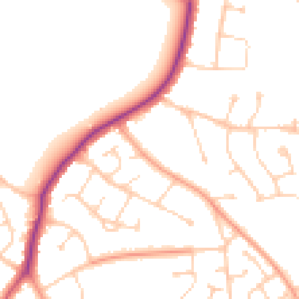 Daytime road noise heatmap for RG6 5PT