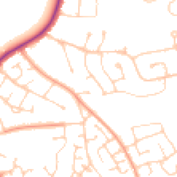 Daytime road noise heatmap for RG6 5QB