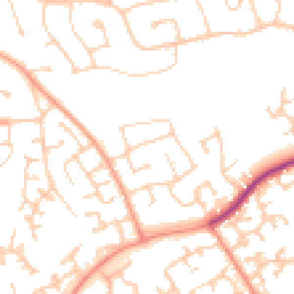 Daytime road noise heatmap for RG6 5QG