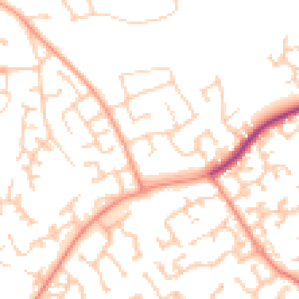 Daytime road noise heatmap for RG6 5QY