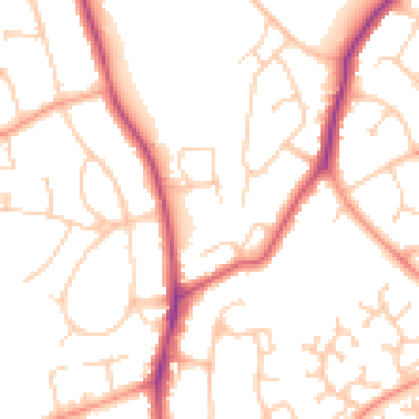 Daytime road noise heatmap for RG6 5TZ