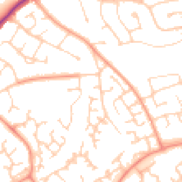 Daytime road noise heatmap for RG6 5XD