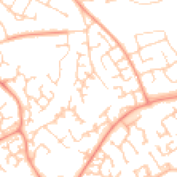 Daytime road noise heatmap for RG6 5XF
