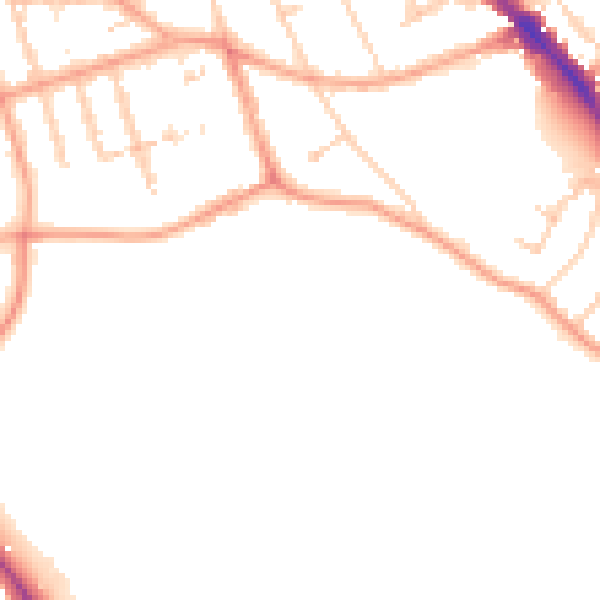 Daytime road noise heatmap for RG6 6JL