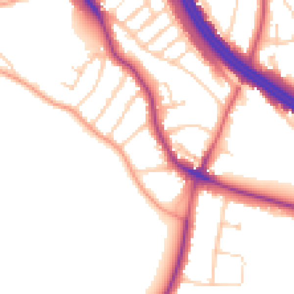 Daytime road noise heatmap for RG6 7BJ