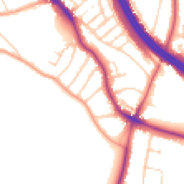 Daytime road noise heatmap for RG6 7BL