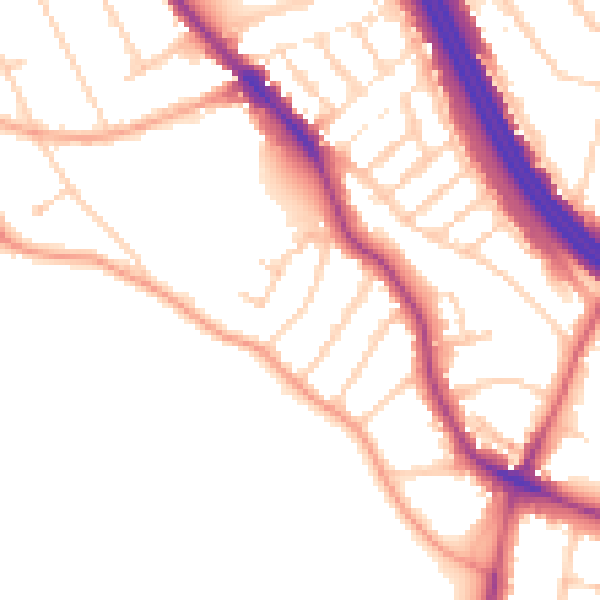 Daytime road noise heatmap for RG6 7BS