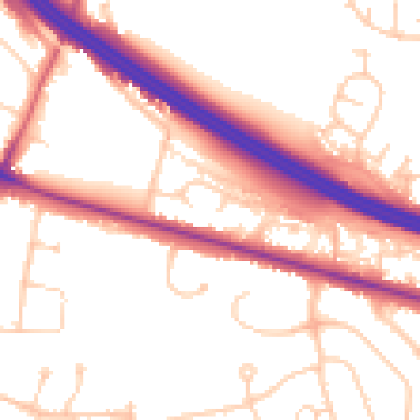 Daytime road noise heatmap for RG6 7DL