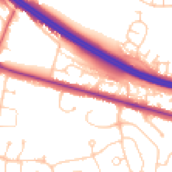 Daytime road noise heatmap for RG6 7DU