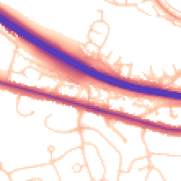 Daytime road noise heatmap for RG6 7DY