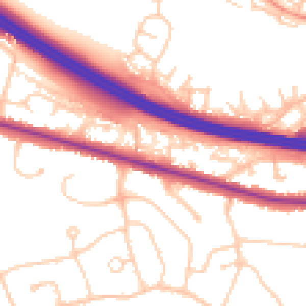 Daytime road noise heatmap for RG6 7EA
