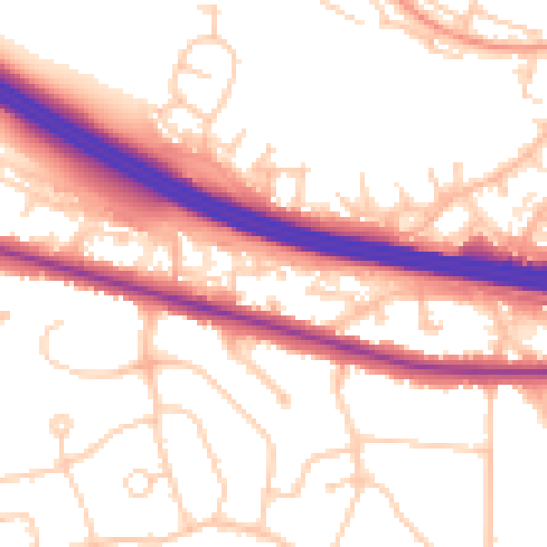 Daytime road noise heatmap for RG6 7ED