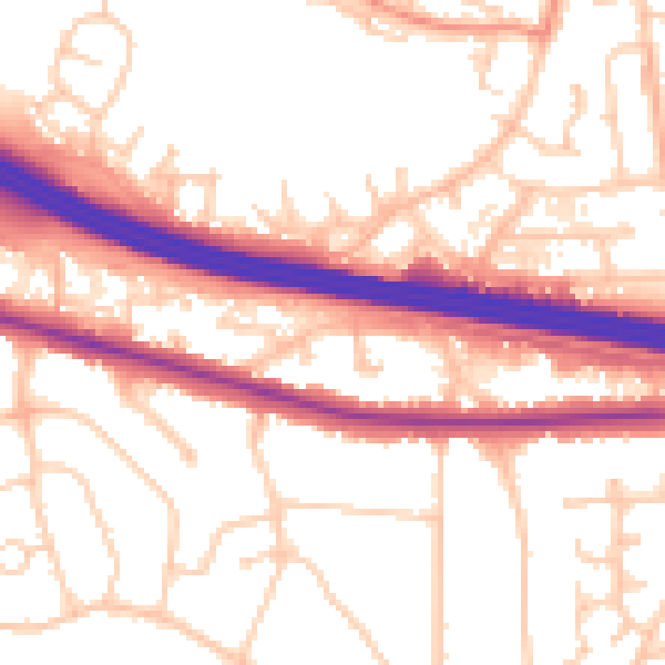 Daytime road noise heatmap for RG6 7EE