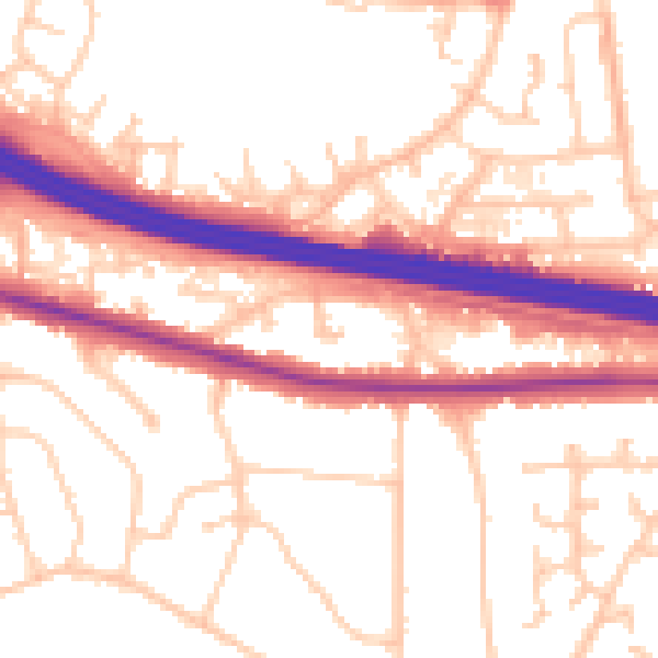 Daytime road noise heatmap for RG6 7EF