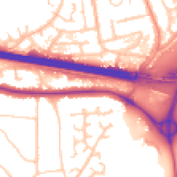 Daytime road noise heatmap for RG6 7EL