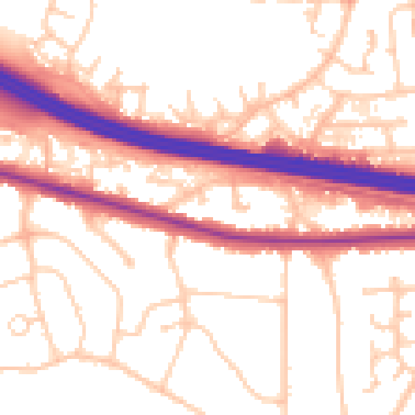 Daytime road noise heatmap for RG6 7EZ