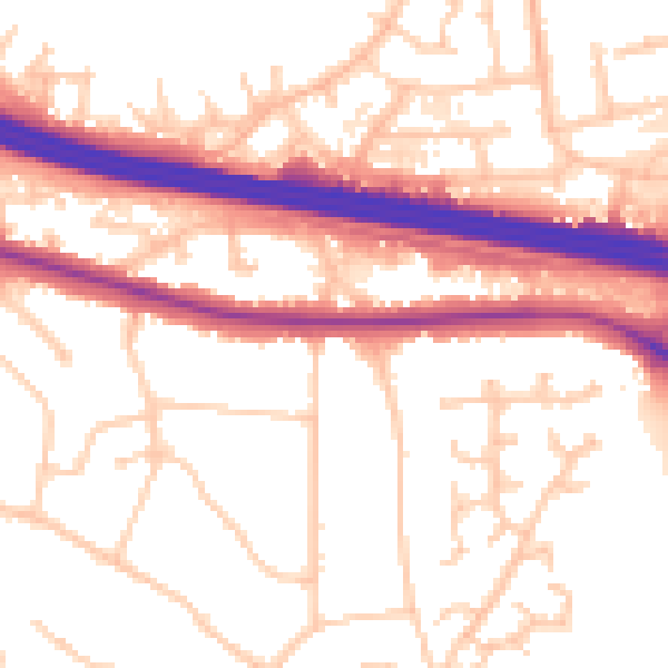 Daytime road noise heatmap for RG6 7JD