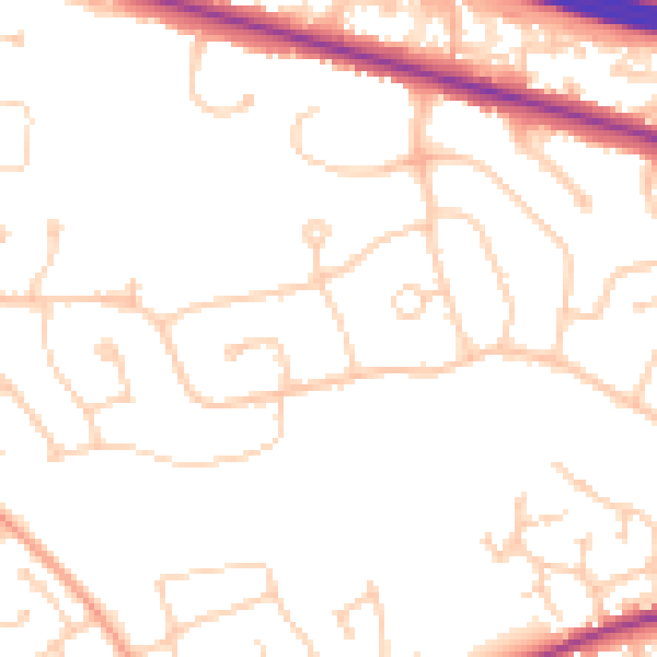 Daytime road noise heatmap for RG6 7NS