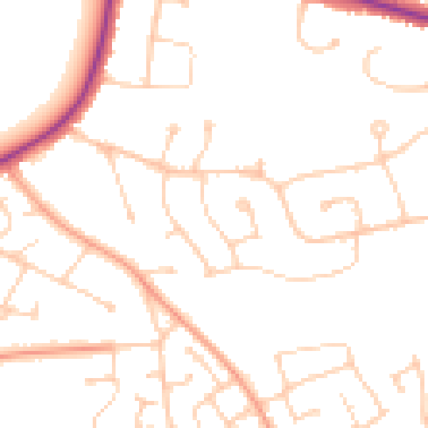 Daytime road noise heatmap for RG6 7PD