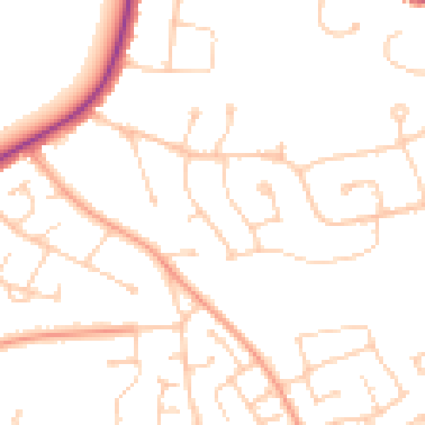Daytime road noise heatmap for RG6 7PJ