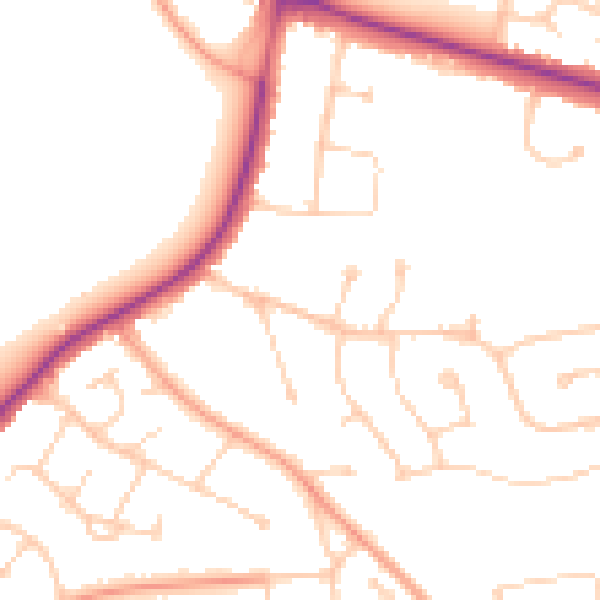Daytime road noise heatmap for RG6 7RH