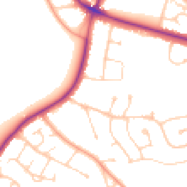 Daytime road noise heatmap for RG6 7RL