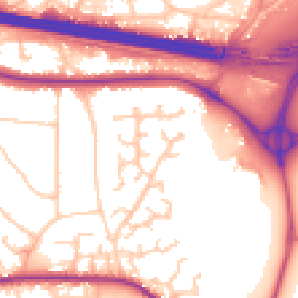 Daytime road noise heatmap for RG6 7YE