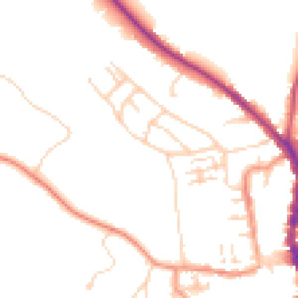 Daytime road noise heatmap for RG9 2EN
