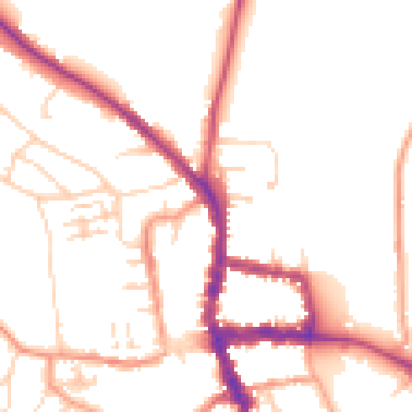 Daytime road noise heatmap for RG9 2JG