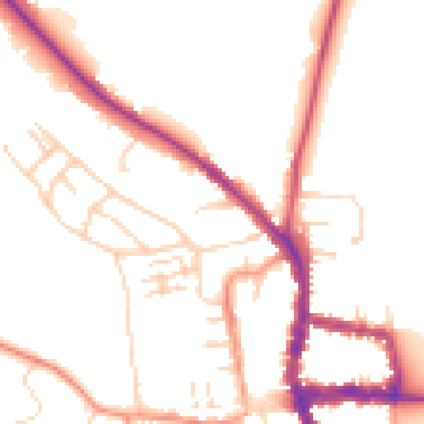Daytime road noise heatmap for RG9 2LD