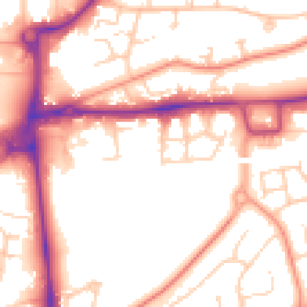 Daytime road noise heatmap for RH10 1AE