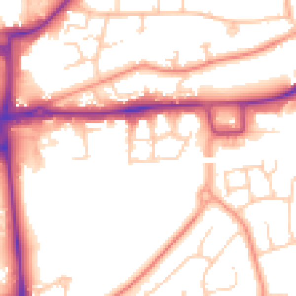 Daytime road noise heatmap for RH10 1AQ