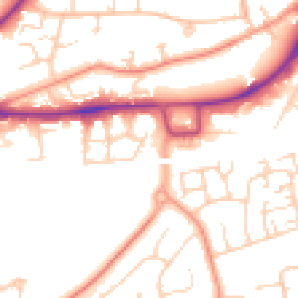 Daytime road noise heatmap for RH10 1AT