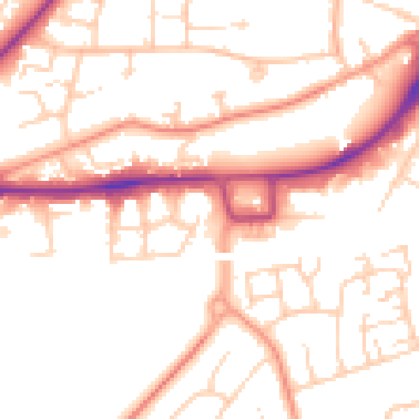 Daytime road noise heatmap for RH10 1AU