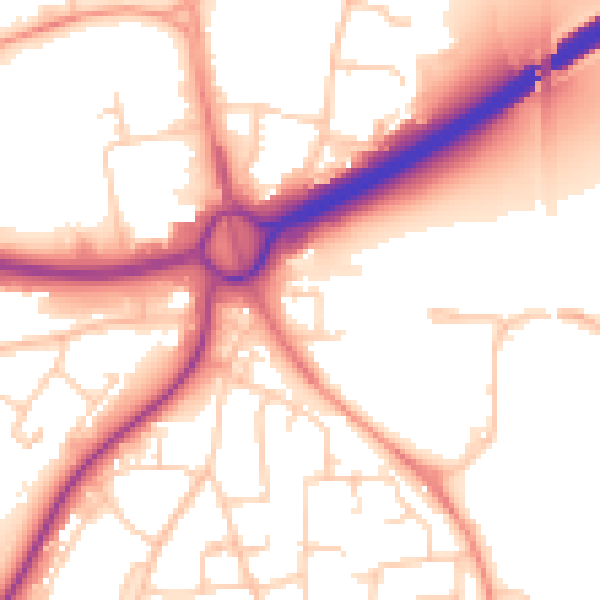 Daytime road noise heatmap for RH10 1BE