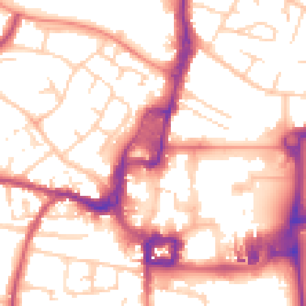 Daytime road noise heatmap for RH10 1BZ