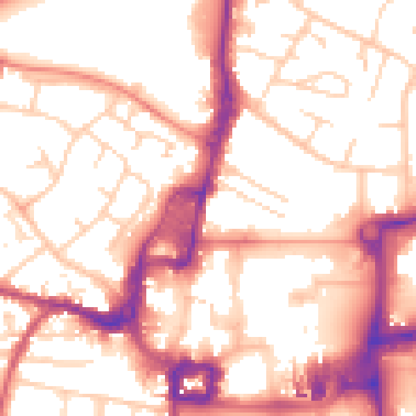 Daytime road noise heatmap for RH10 1DD