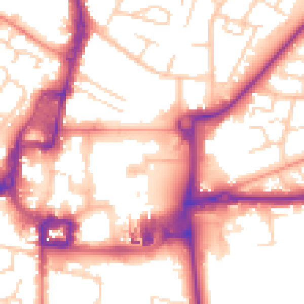 Daytime road noise heatmap for RH10 1EG