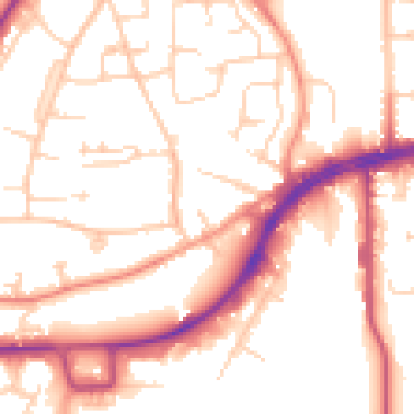 Daytime road noise heatmap for RH10 1EL