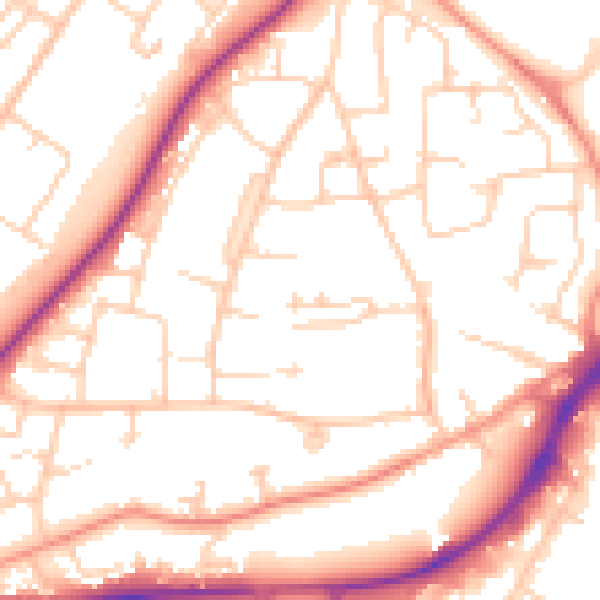 Daytime road noise heatmap for RH10 1EU