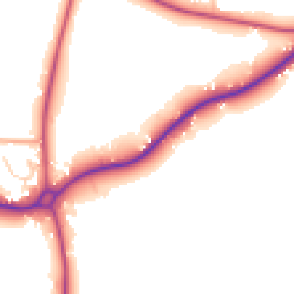 Daytime road noise heatmap for RH10 3EB