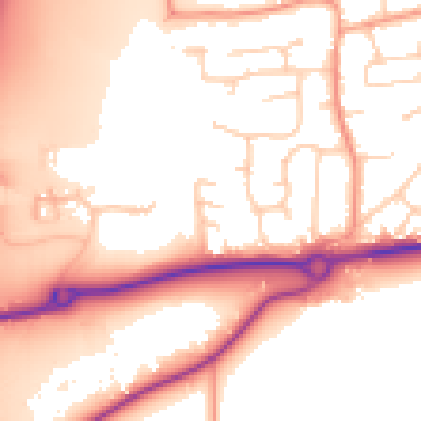 Daytime road noise heatmap for RH10 3FQ