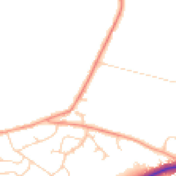 Daytime road noise heatmap for RH10 3JF