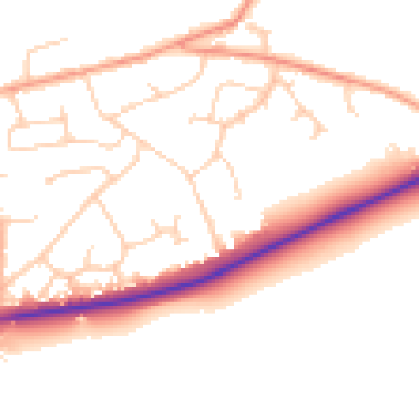 Daytime road noise heatmap for RH10 3LY