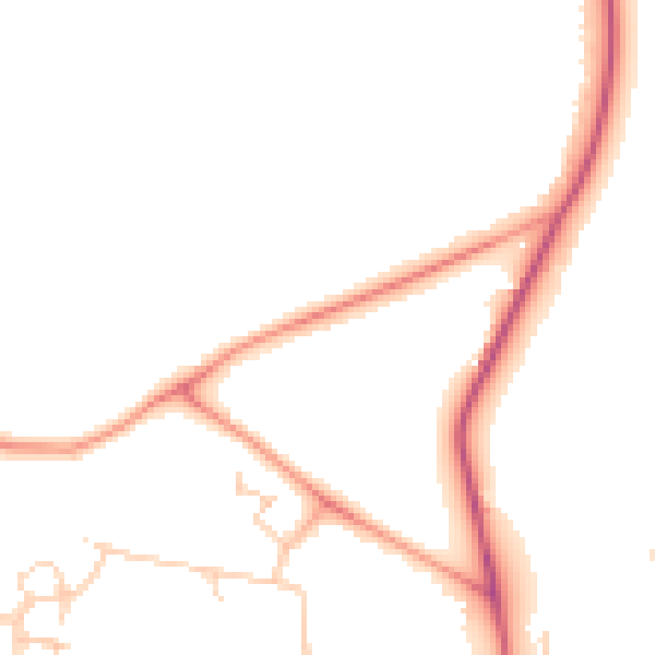 Daytime road noise heatmap for RH10 3NW