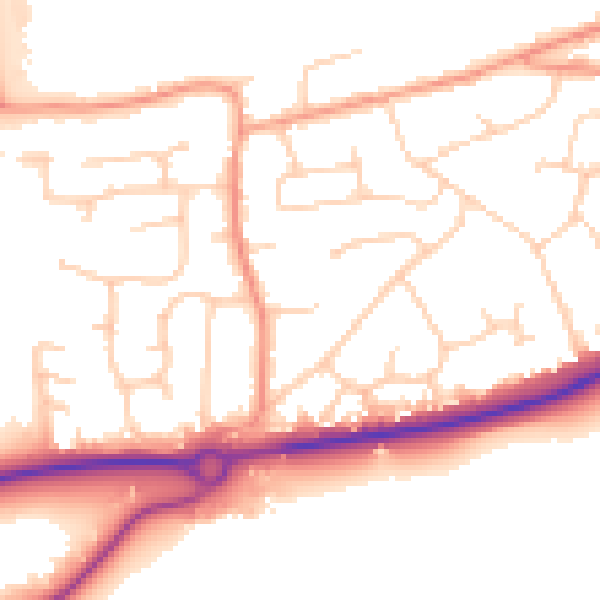 Daytime road noise heatmap for RH10 3PP