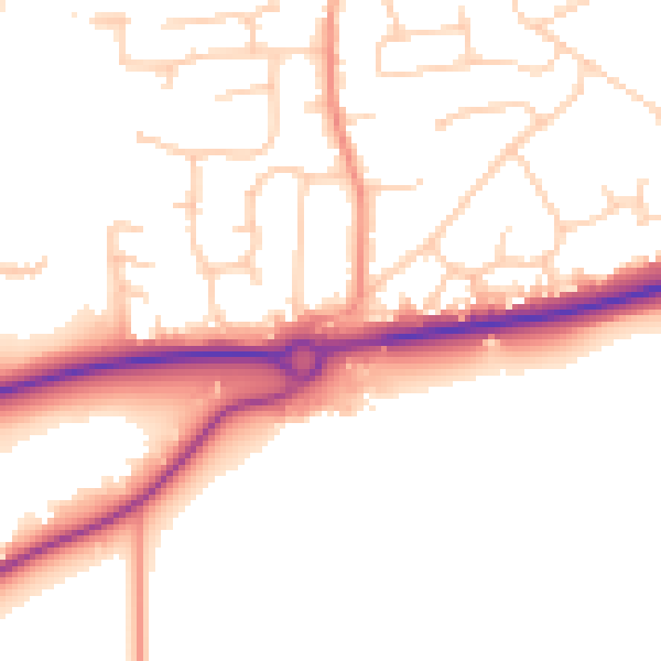 Daytime road noise heatmap for RH10 3PS